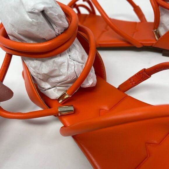 NEW Vince Camuto Alminda Lace Up Sandals 9 Orange Leather Strappy Ankle Wrap - Picture 8 of 10